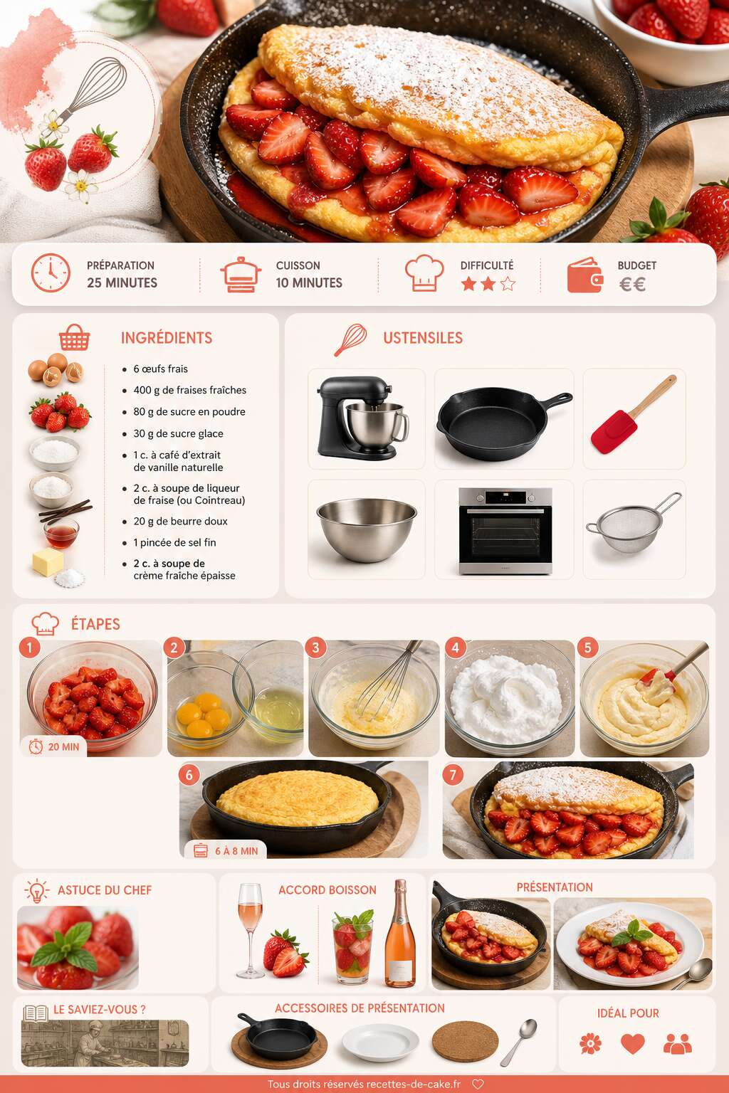 Fiche recette Omelette soufflée aux fraises macérées : une recette gourmande Fiche recette Omelette soufflée aux fraises macérées : une recette gourmande
