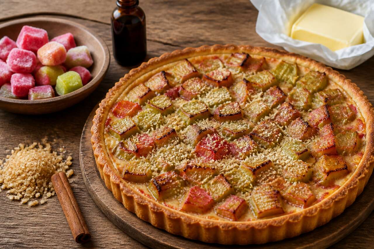 Tarte à la rhubarbe et cassonade : recette gourmande
