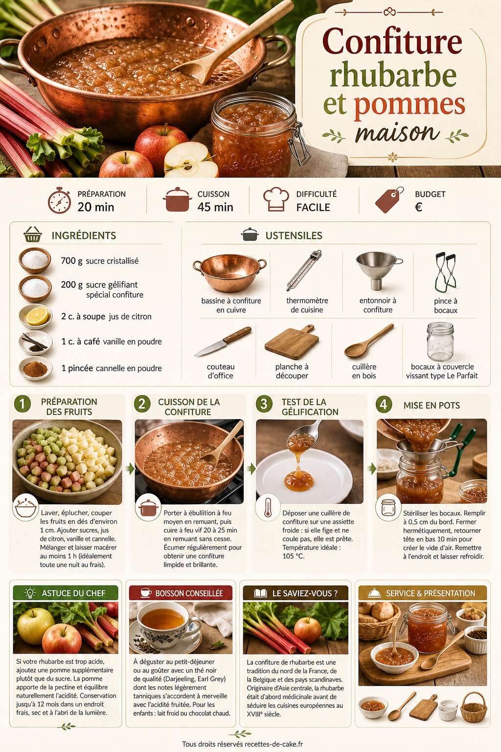 Fiche recette Recette de confiture rhubarbe et pommes maison Fiche recette Recette de confiture rhubarbe et pommes maison