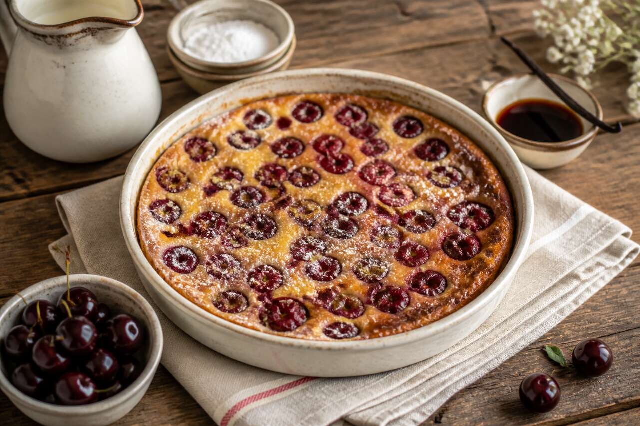 Clafoutis aux cerises et eau-de-vie : recette facile et savoureuse