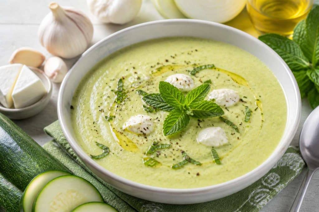 Soupe glacée de courgettes à la Vache qui rit : recette facile et rafraîchissante