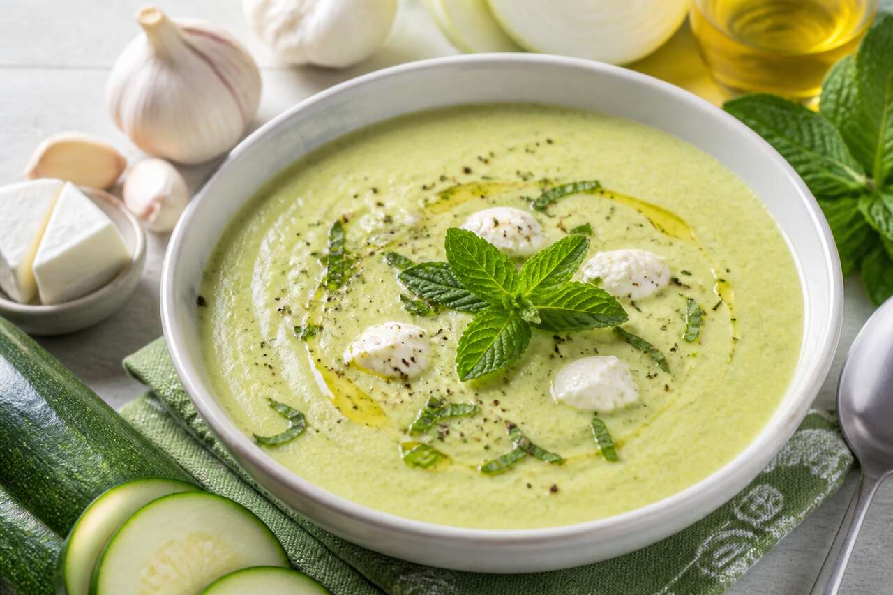 Soupe glacée de courgettes à la Vache qui rit : recette facile et rafraîchissante