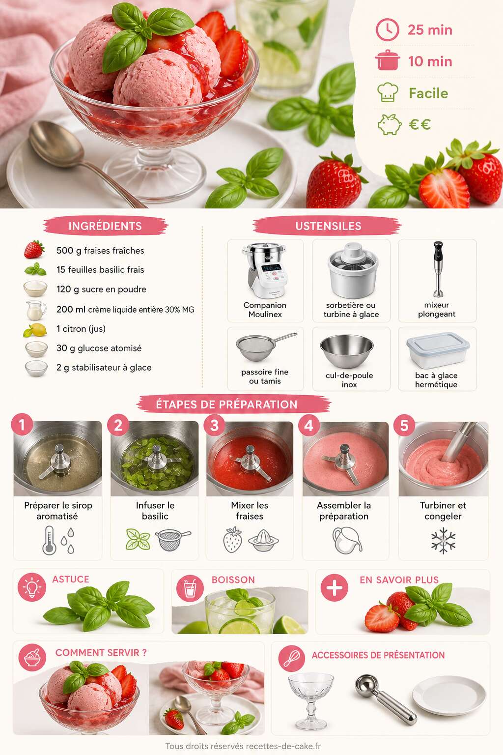 Fiche recette Glace fraise basilic au Companion : une recette fraîche et originale Fiche recette Glace fraise basilic au Companion : une recette fraîche et originale