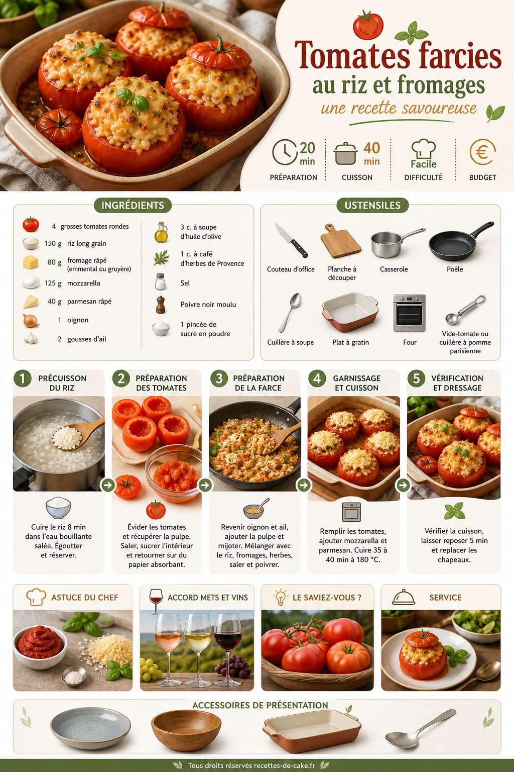Fiche recette Tomates farcies au riz et fromages : une recette savoureuse Fiche recette Tomates farcies au riz et fromages : une recette savoureuse