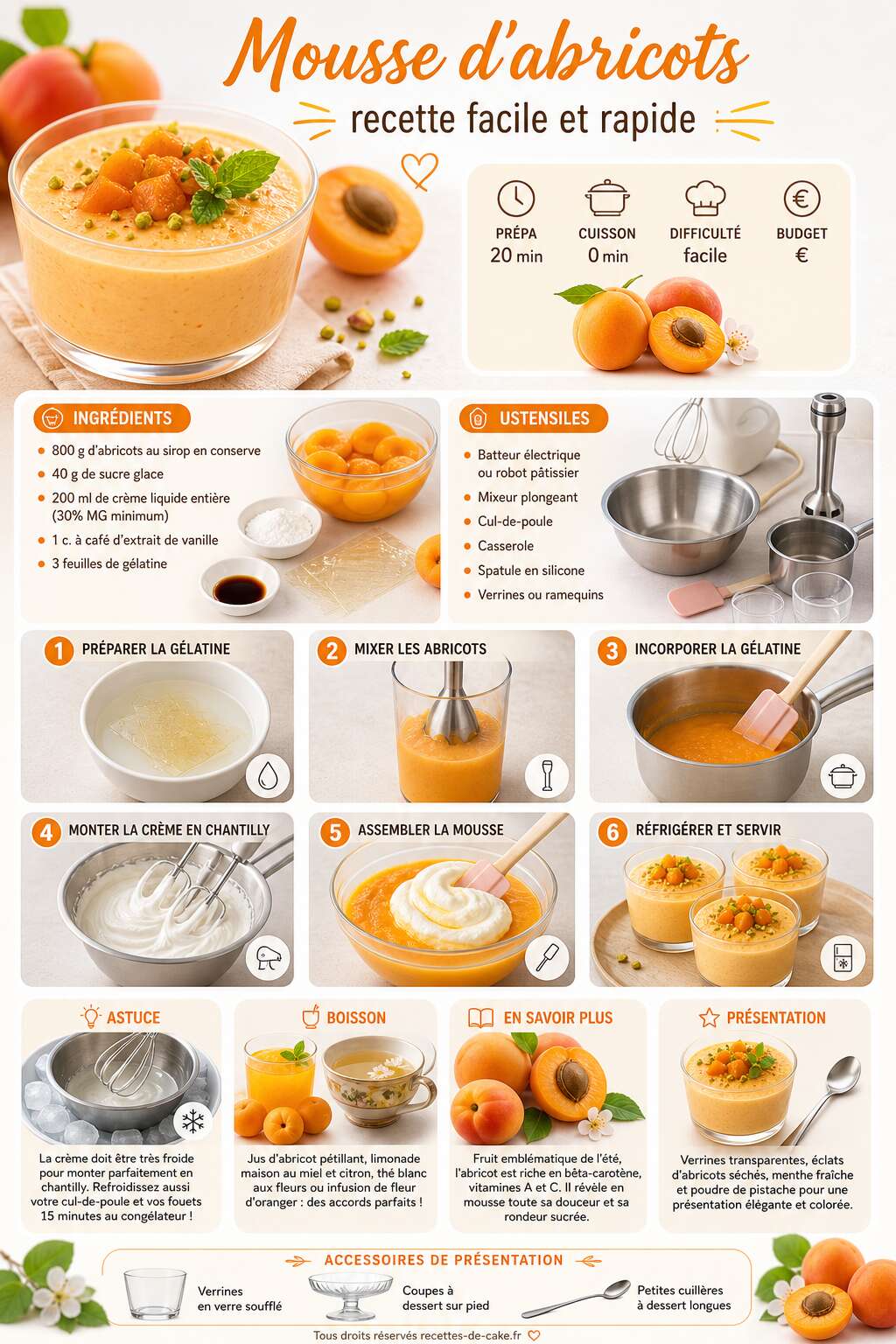 Fiche recette Mousse d'abricots : recette facile et rapide Fiche recette Mousse d'abricots : recette facile et rapide
