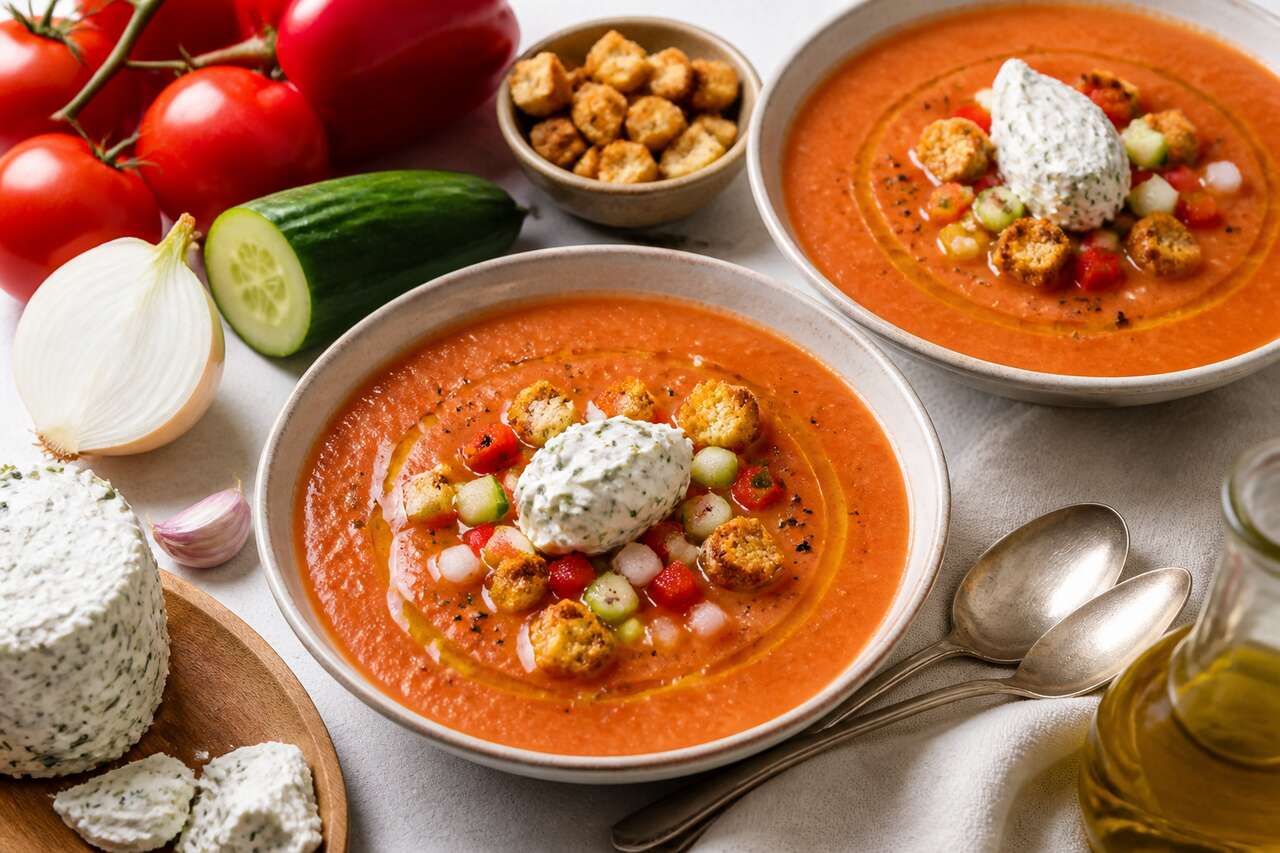 Recette de gaspacho au Boursin ail et fines herbes