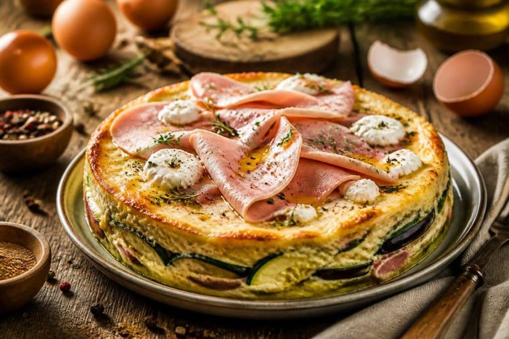 Flan de courgettes et aubergines au jambon blanc