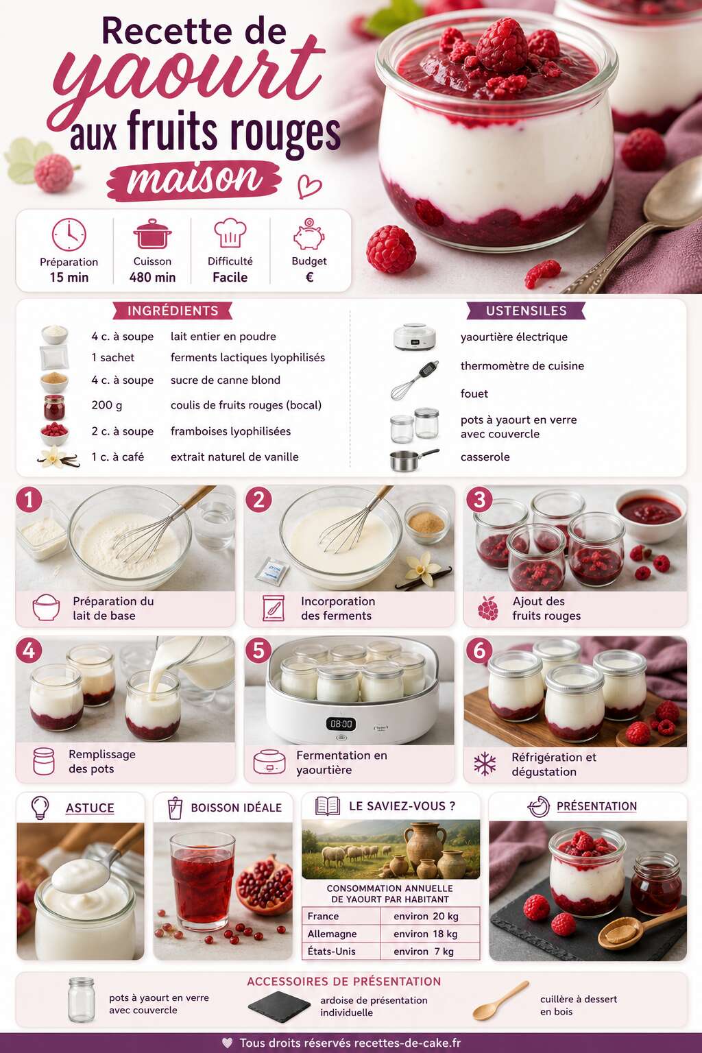 Fiche recette Recette de yaourt aux fruits rouges maison Fiche recette Recette de yaourt aux fruits rouges maison