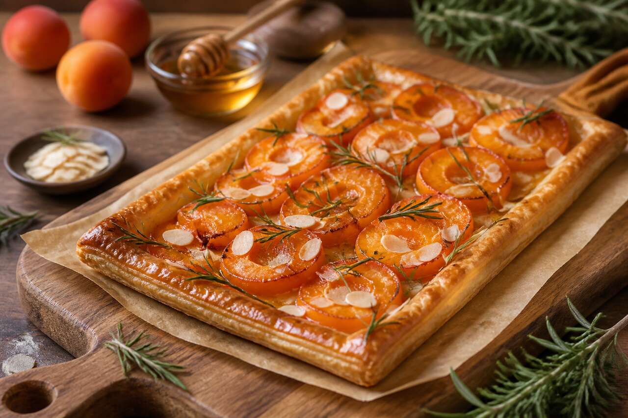 Tarte fine aux abricots et romarin : recette gourmande
