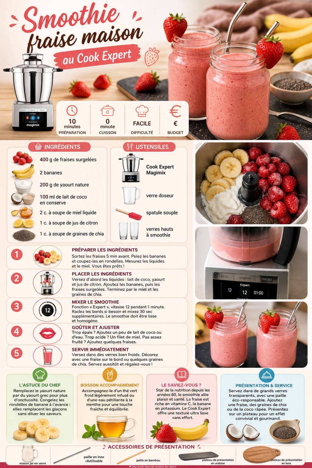 Fiche recette Smoothie fraise maison au Cook Expert Fiche recette Smoothie fraise maison au Cook Expert