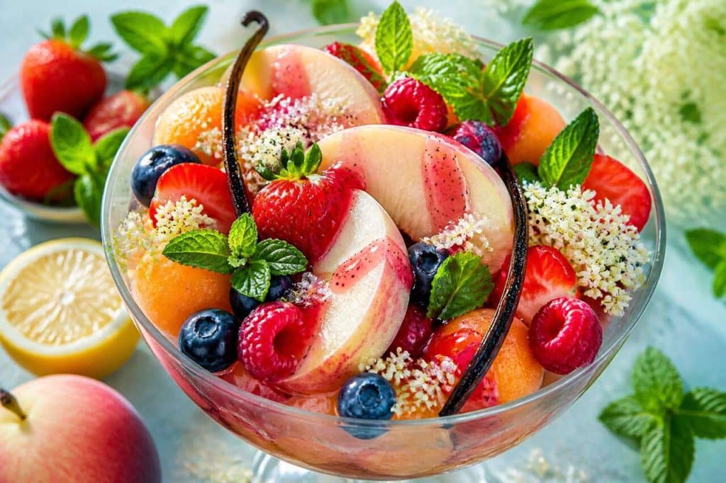 Cocktail de fruits d'été : coulis de pêches blanches maison