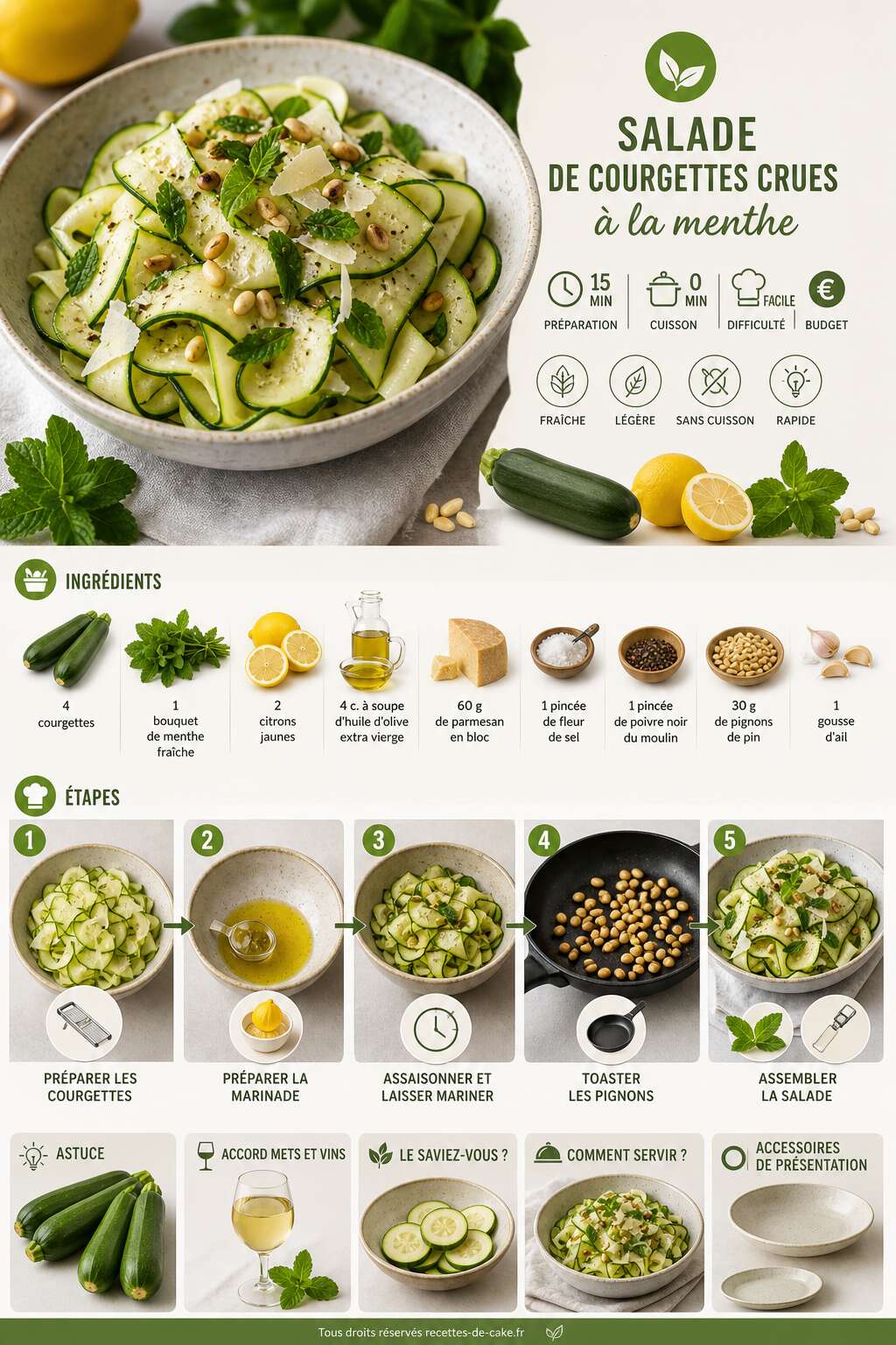 Fiche recette Salade de courgettes crues à la menthe : recette fraîche et simple Fiche recette Salade de courgettes crues à la menthe : recette fraîche et simple