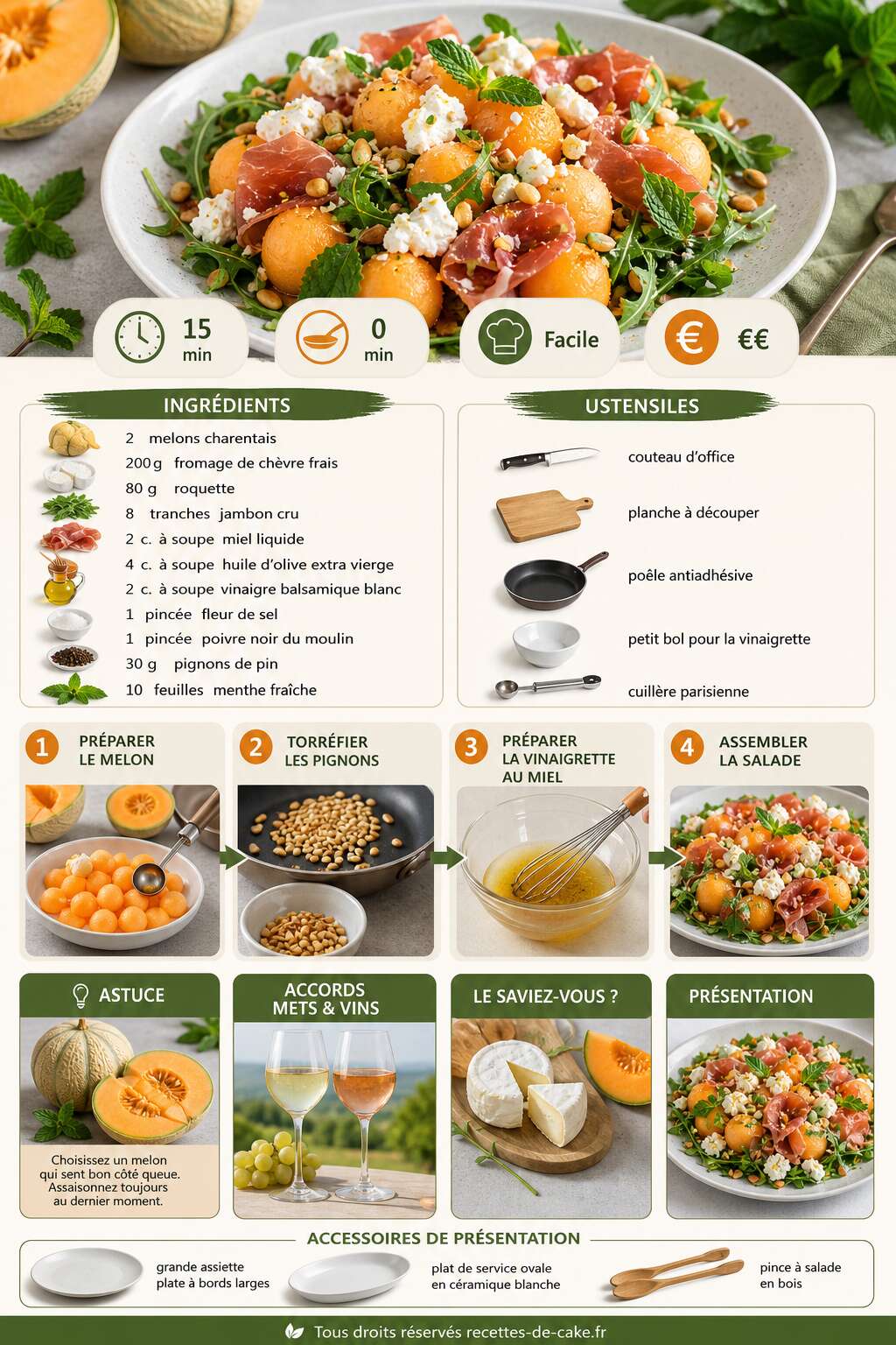 Fiche recette Salade de melon au chèvre : recette fraîcheur d'été Fiche recette Salade de melon au chèvre : recette fraîcheur d'été