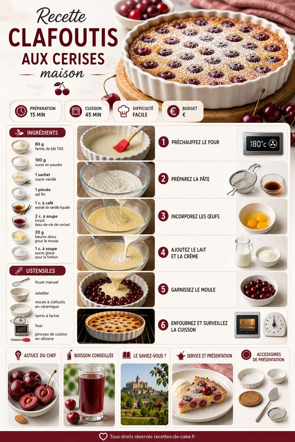 Fiche recette Recette clafoutis aux cerises maison Fiche recette Recette clafoutis aux cerises maison