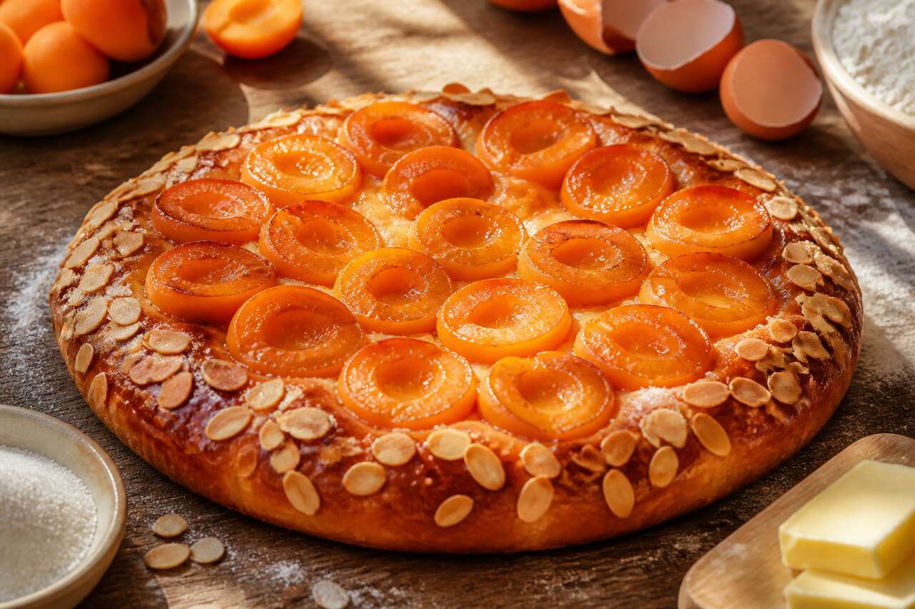 Tarte briochée moelleuse aux abricots frais