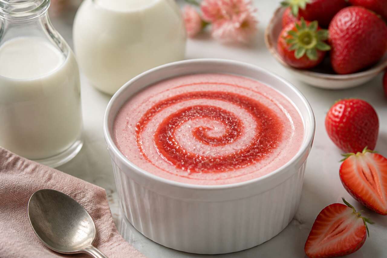 Crème dessert à la fraise de Cyril Lignac
