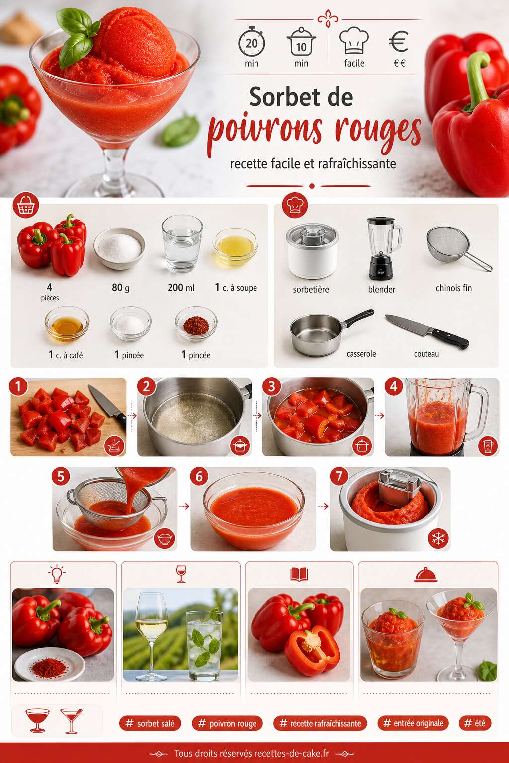 Fiche recette Sorbet de poivrons rouges : recette facile et rafraîchissante Fiche recette Sorbet de poivrons rouges : recette facile et rafraîchissante