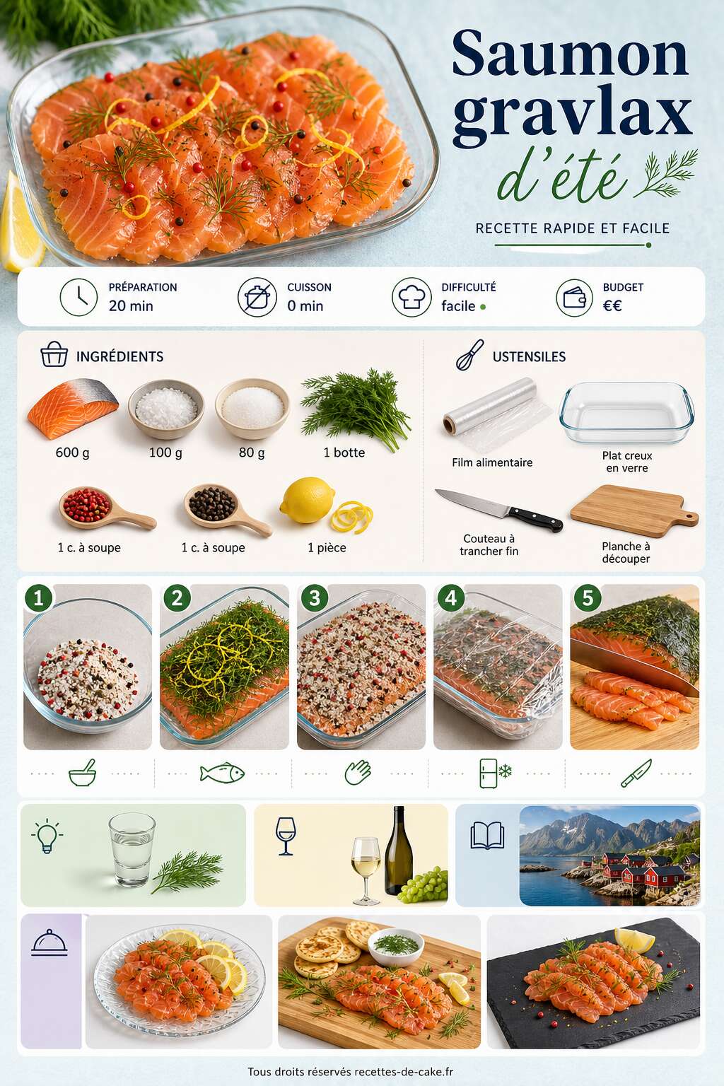 Fiche recette Saumon gravlax d'été : recette rapide et facile Fiche recette Saumon gravlax d'été : recette rapide et facile