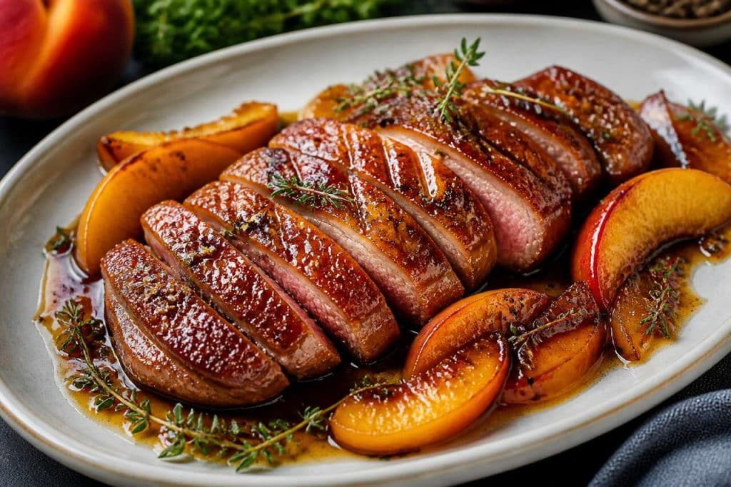 Recette de rôti de magrets aux pêches : un délice sucré-salé