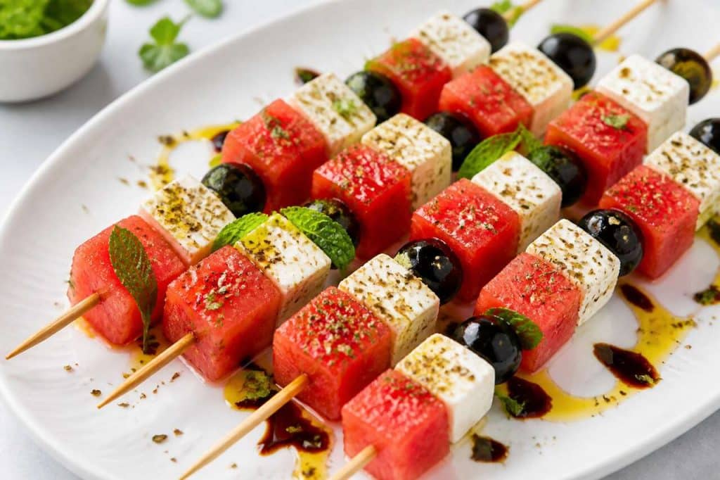 Brochettes de pastèque à la grecque : recette facile