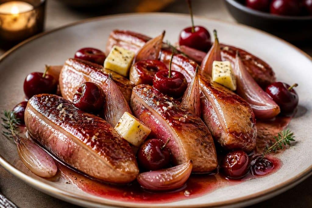 Aiguillettes de canard aux cerises : recette gourmande