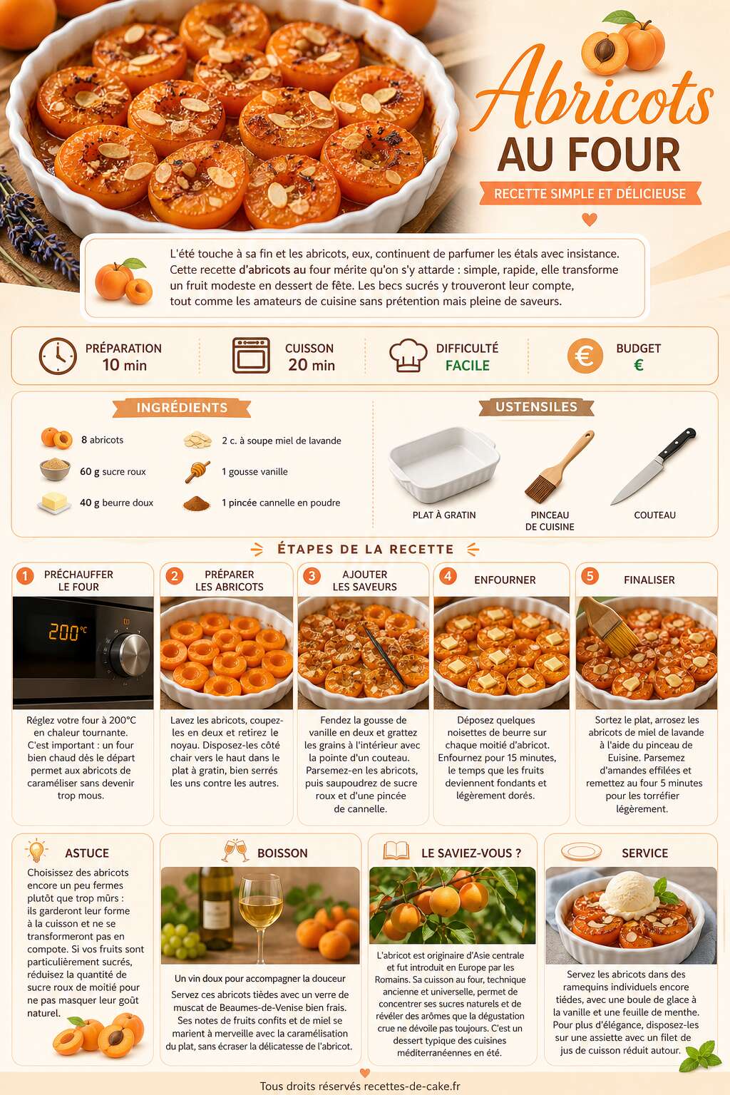 Fiche recette Abricots au four : recette simple et délicieuse Fiche recette Abricots au four : recette simple et délicieuse