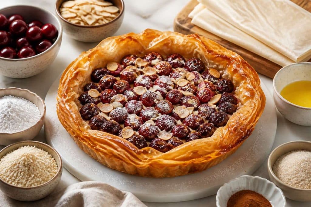 Tarte aux cerises en feuilles de brick : recette gourmande