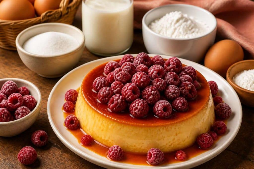 Recette facile de flan aux framboises