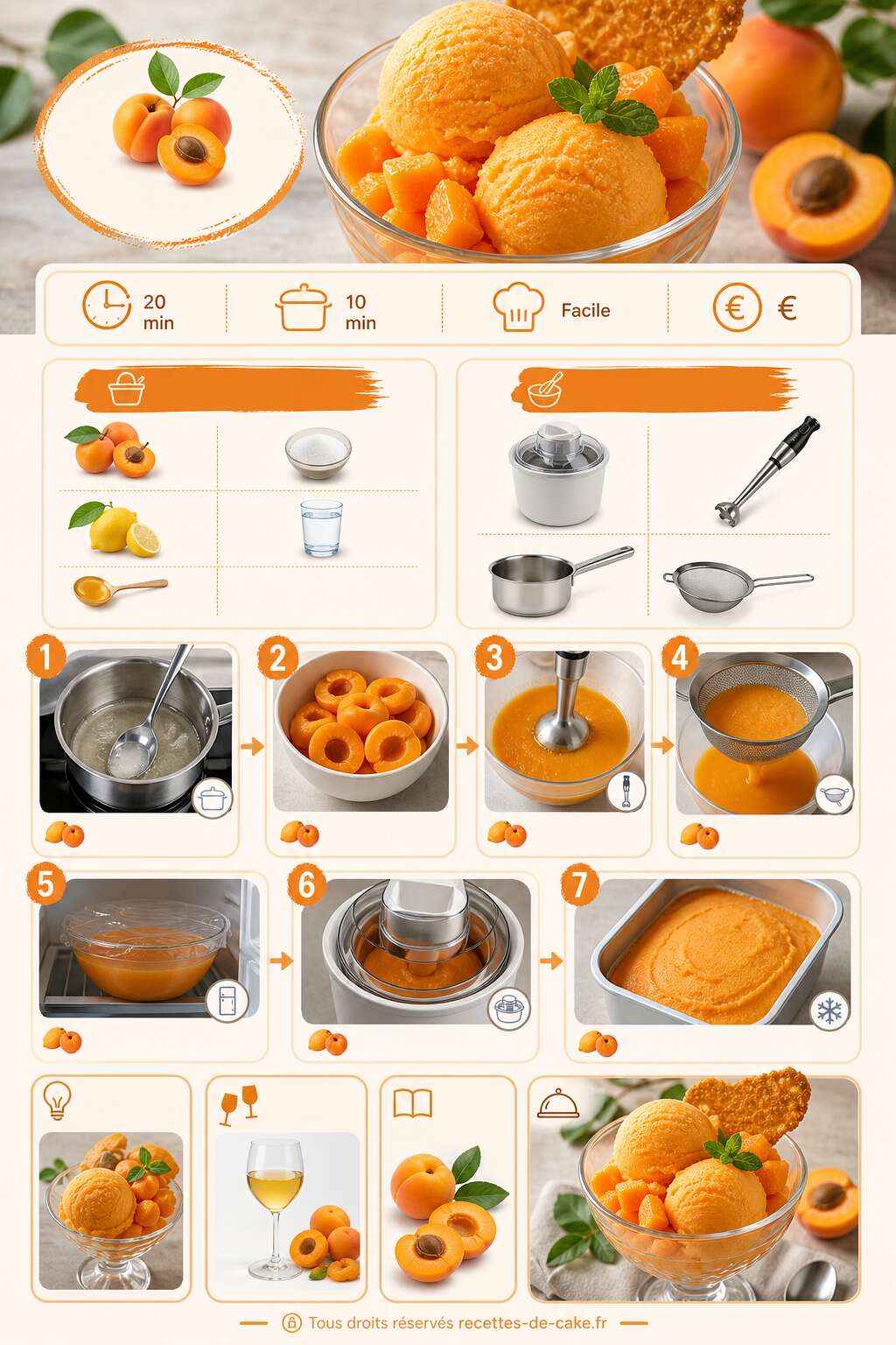 Fiche recette Recette de sorbet à l'abricot maison Fiche recette Recette de sorbet à l'abricot maison