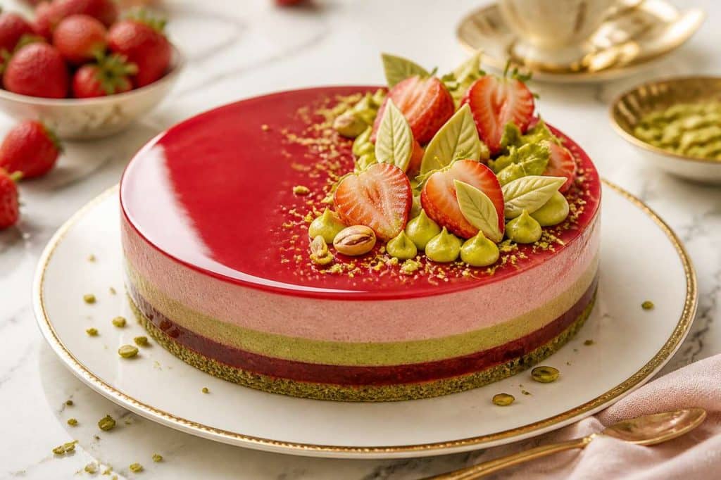 Recette d'entremets fraises et pistache