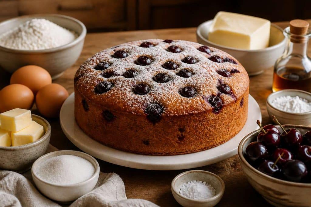 Recette de gâteau aux cerises noires moelleux