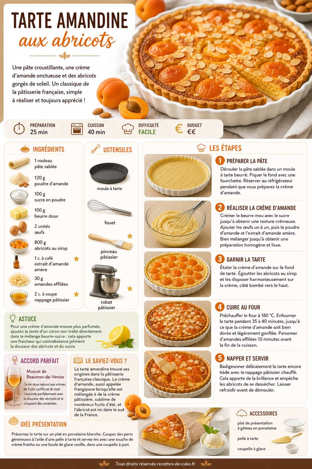Fiche recette Tarte amandine aux abricots : recette gourmande Fiche recette Tarte amandine aux abricots : recette gourmande