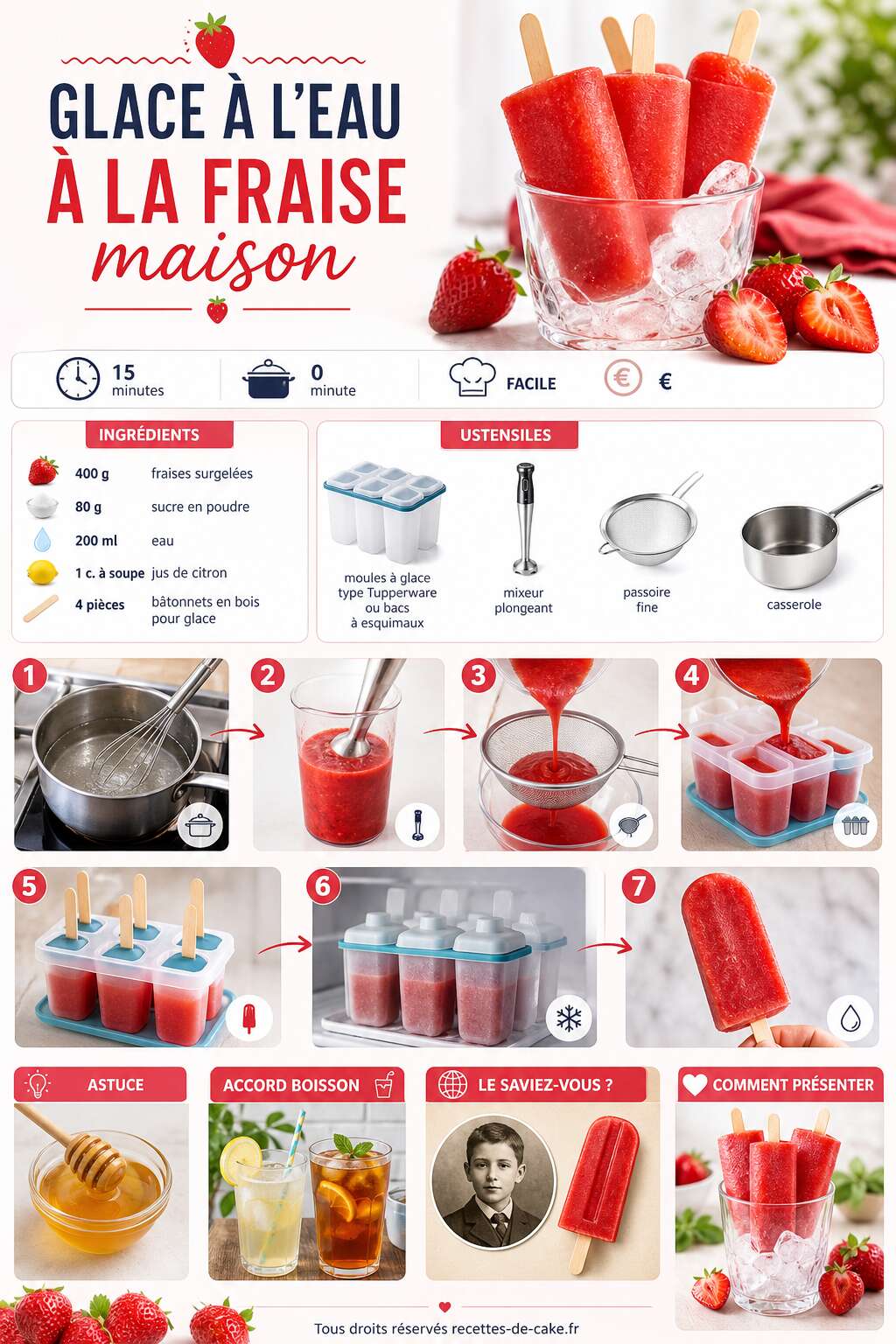 Fiche recette Glace à l'eau à la fraise maison : recette facile avec Tupperware Fiche recette Glace à l'eau à la fraise maison : recette facile avec Tupperware