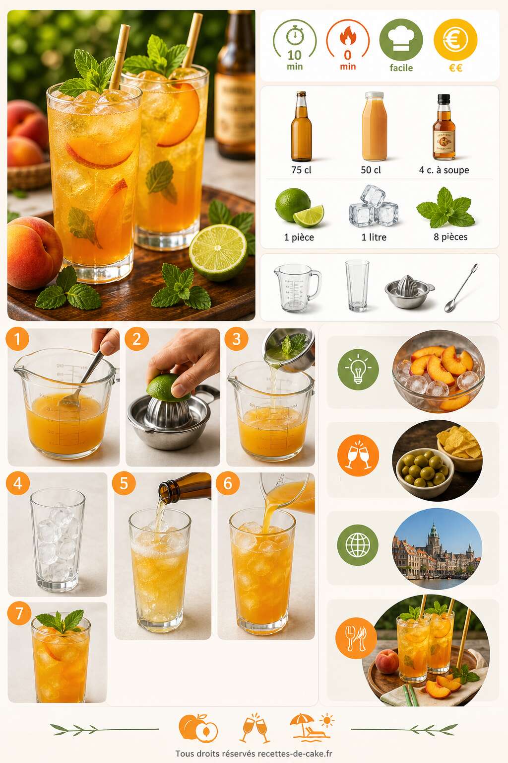 Fiche recette Cocktail bière et pêche : recette rafraîchissante Fiche recette Cocktail bière et pêche : recette rafraîchissante
