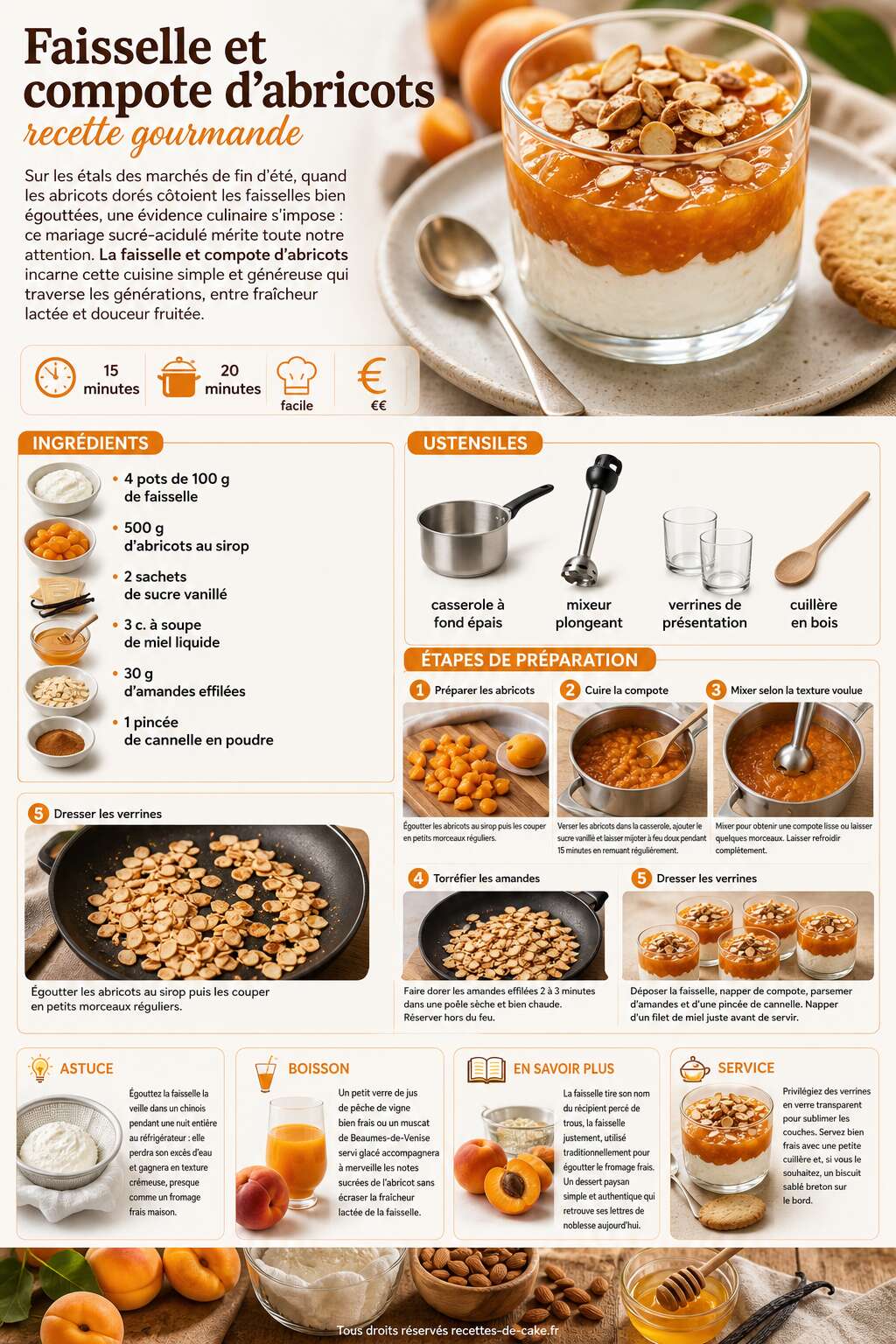 Fiche recette Faisselle et compote d'abricots : recette gourmande Fiche recette Faisselle et compote d'abricots : recette gourmande