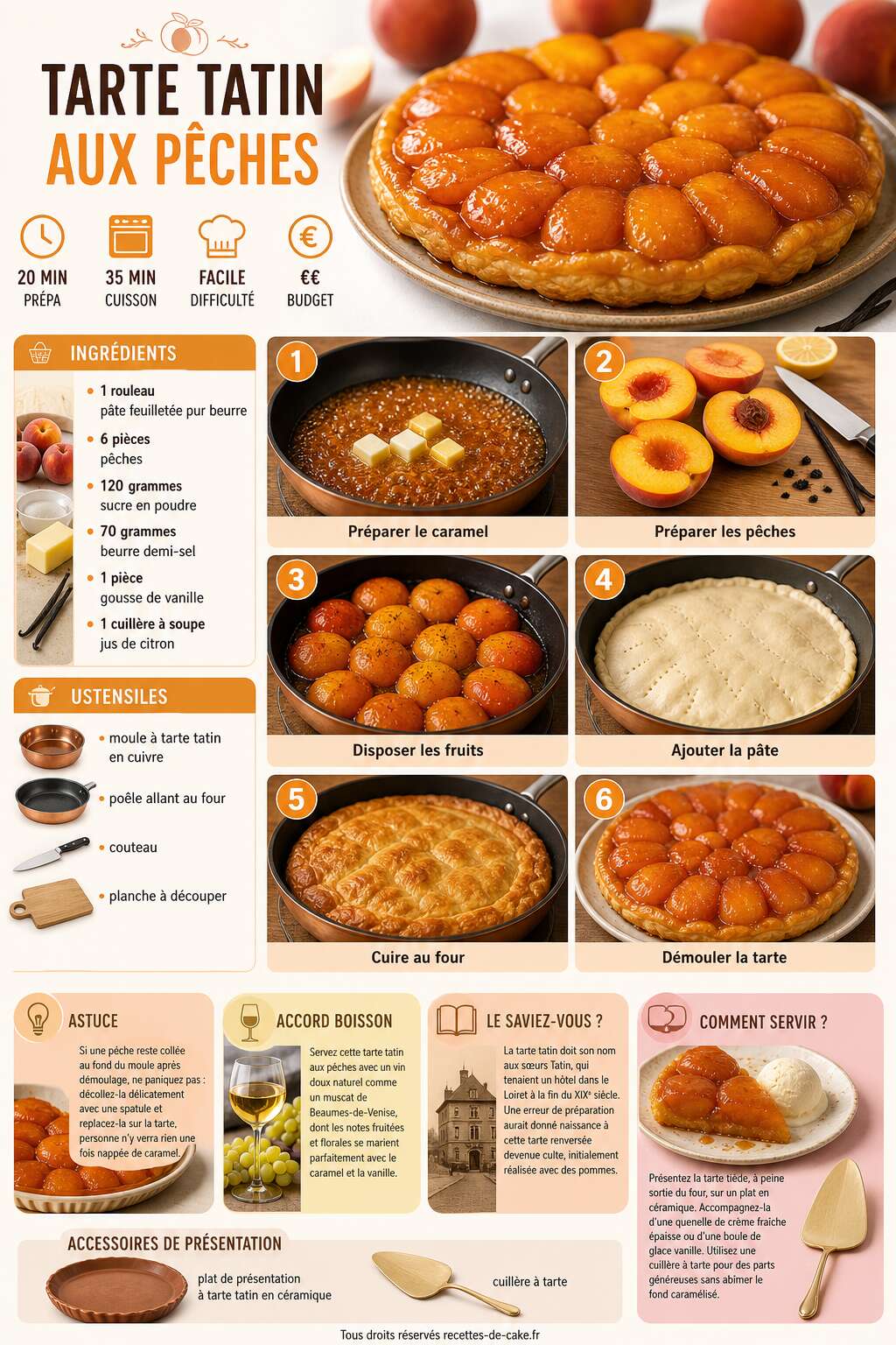 Fiche recette Tarte tatin aux pêches : recette facile et gourmande Fiche recette Tarte tatin aux pêches : recette facile et gourmande