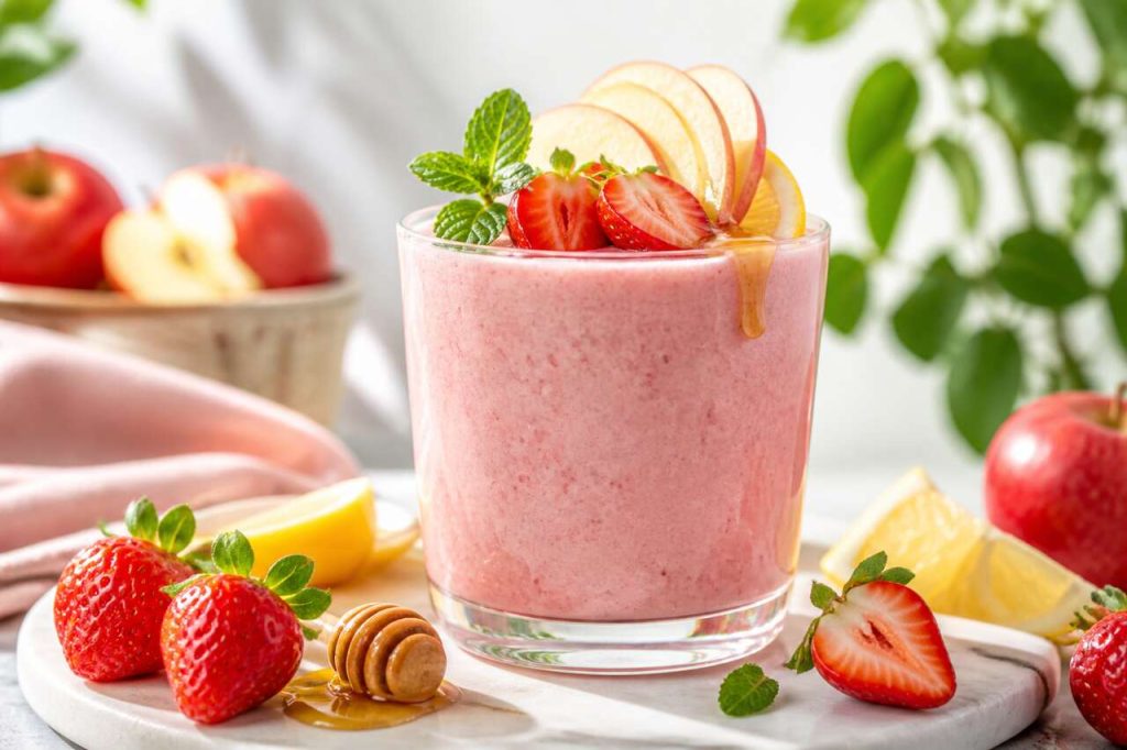 Smoothie pomme-fraises à l'extracteur de jus