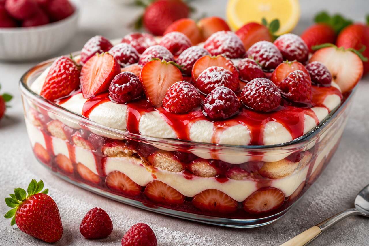 Tiramisu aux fraises et framboises : recette gourmande