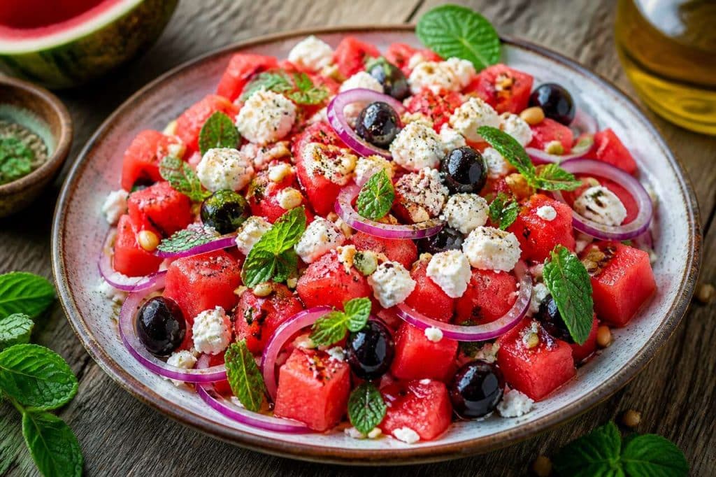 Salade de pastèque et feta : recette fraîche et estivale