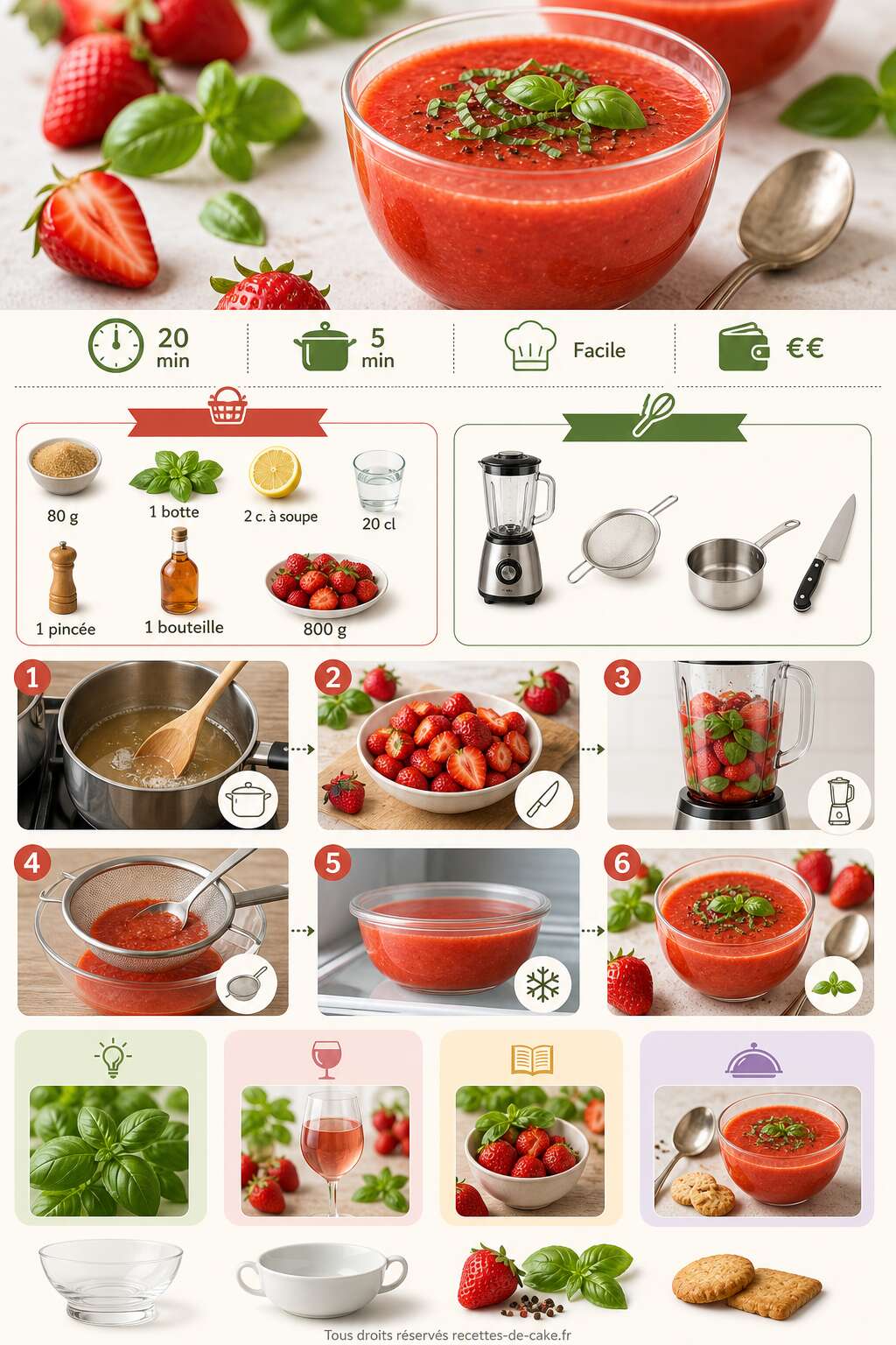 Fiche recette Soupe de fraises au basilic : une recette rafraîchissante Fiche recette Soupe de fraises au basilic : une recette rafraîchissante