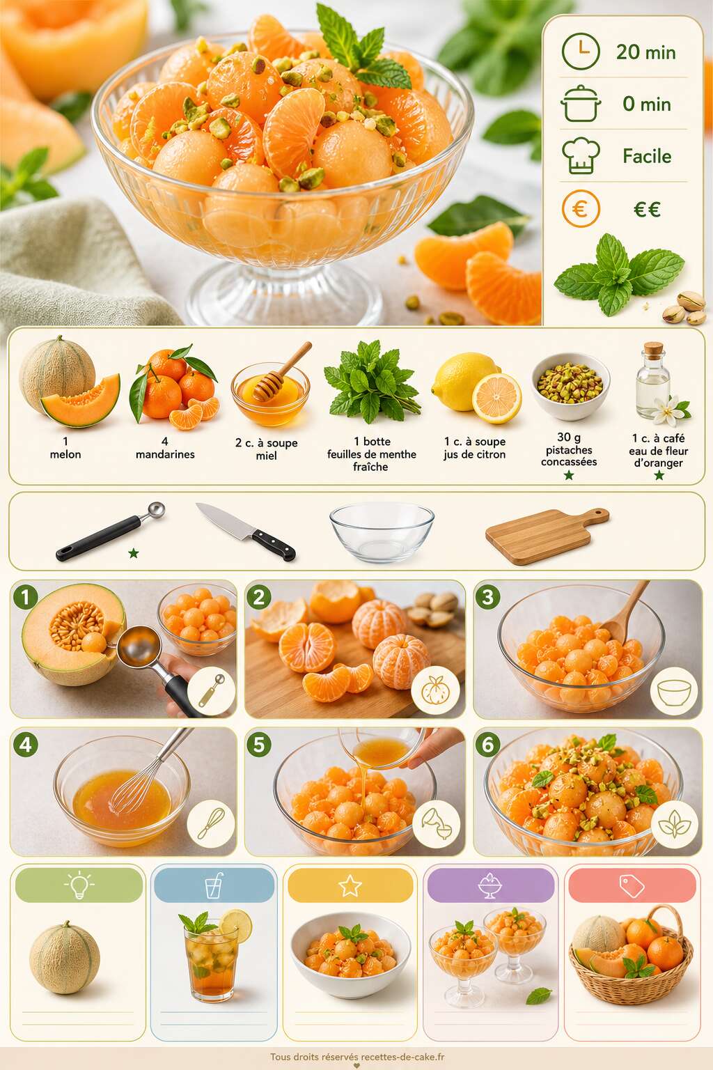 Fiche recette Salade de melon et mandarine : recette fraîche et gourmande Fiche recette Salade de melon et mandarine : recette fraîche et gourmande