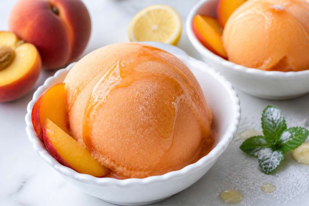 Sorbet aux pêches de vigne : recette facile et rafraîchissante