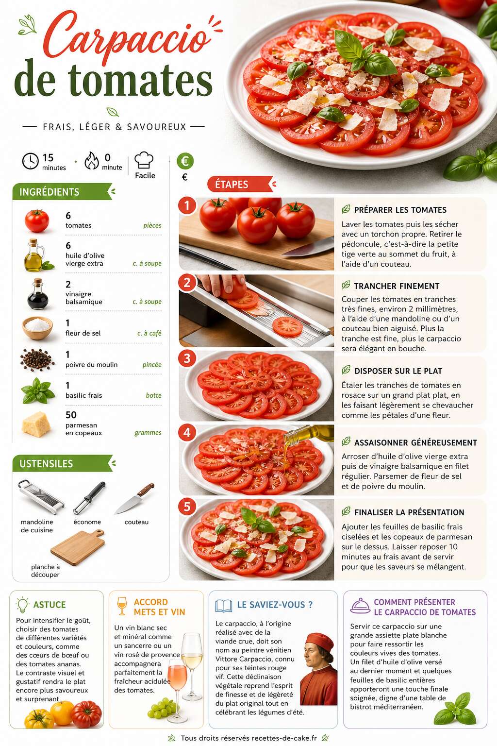 Fiche recette Recette de carpaccio de tomates facile Fiche recette Recette de carpaccio de tomates facile