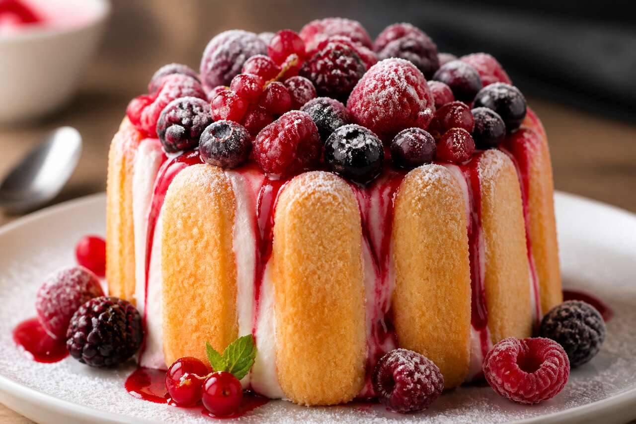 Pudding diplomate aux fruits rouges