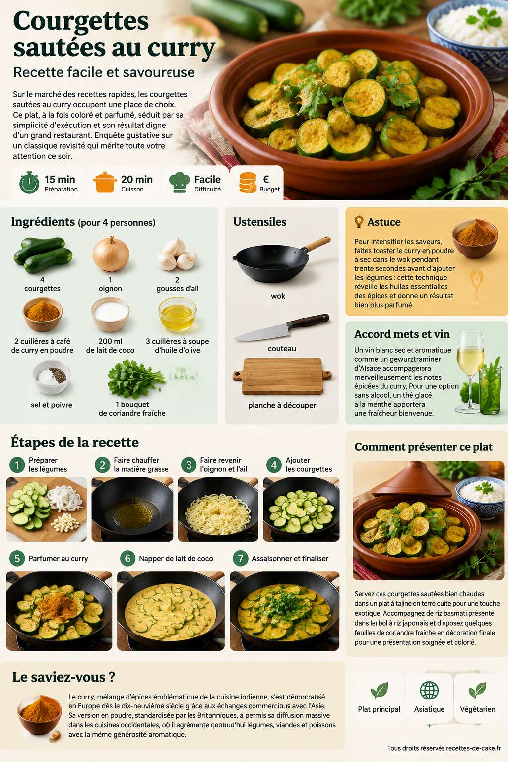 Fiche recette Courgettes sautées au curry : recette facile et savoureuse Fiche recette Courgettes sautées au curry : recette facile et savoureuse