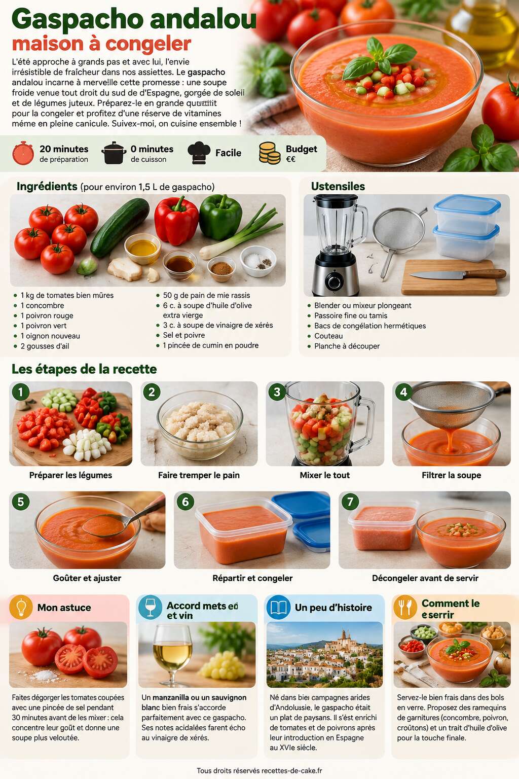 Fiche recette Recette gaspacho andalou maison à congeler Fiche recette Recette gaspacho andalou maison à congeler