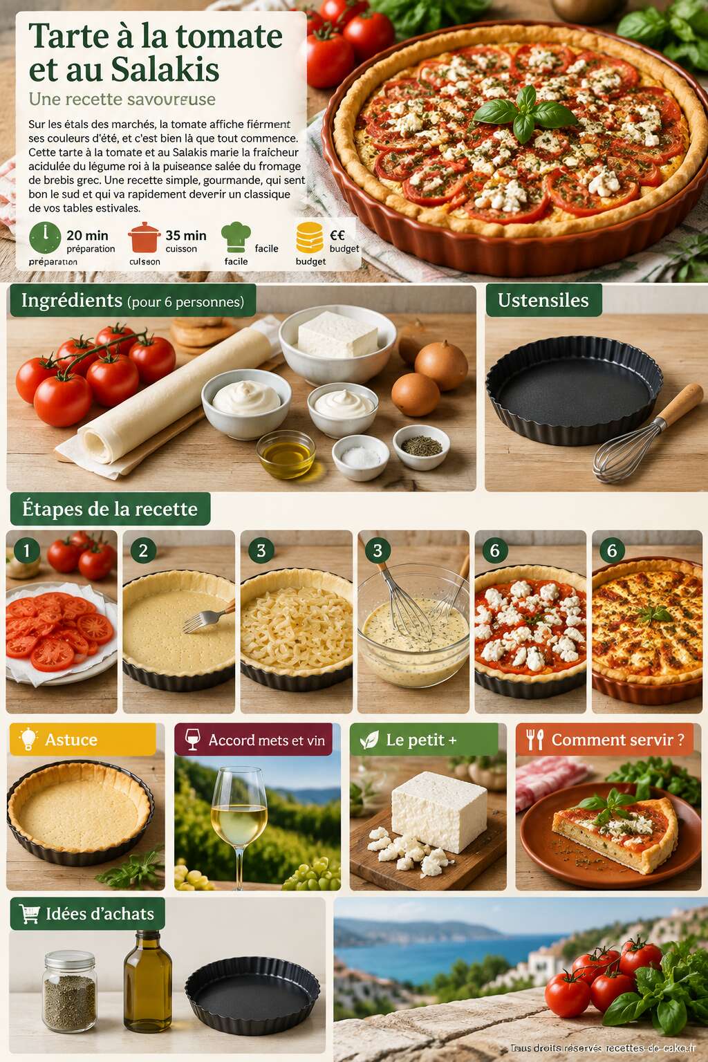 Fiche recette Tarte &agrave; la tomate et au Salakis : une recette savoureuse
