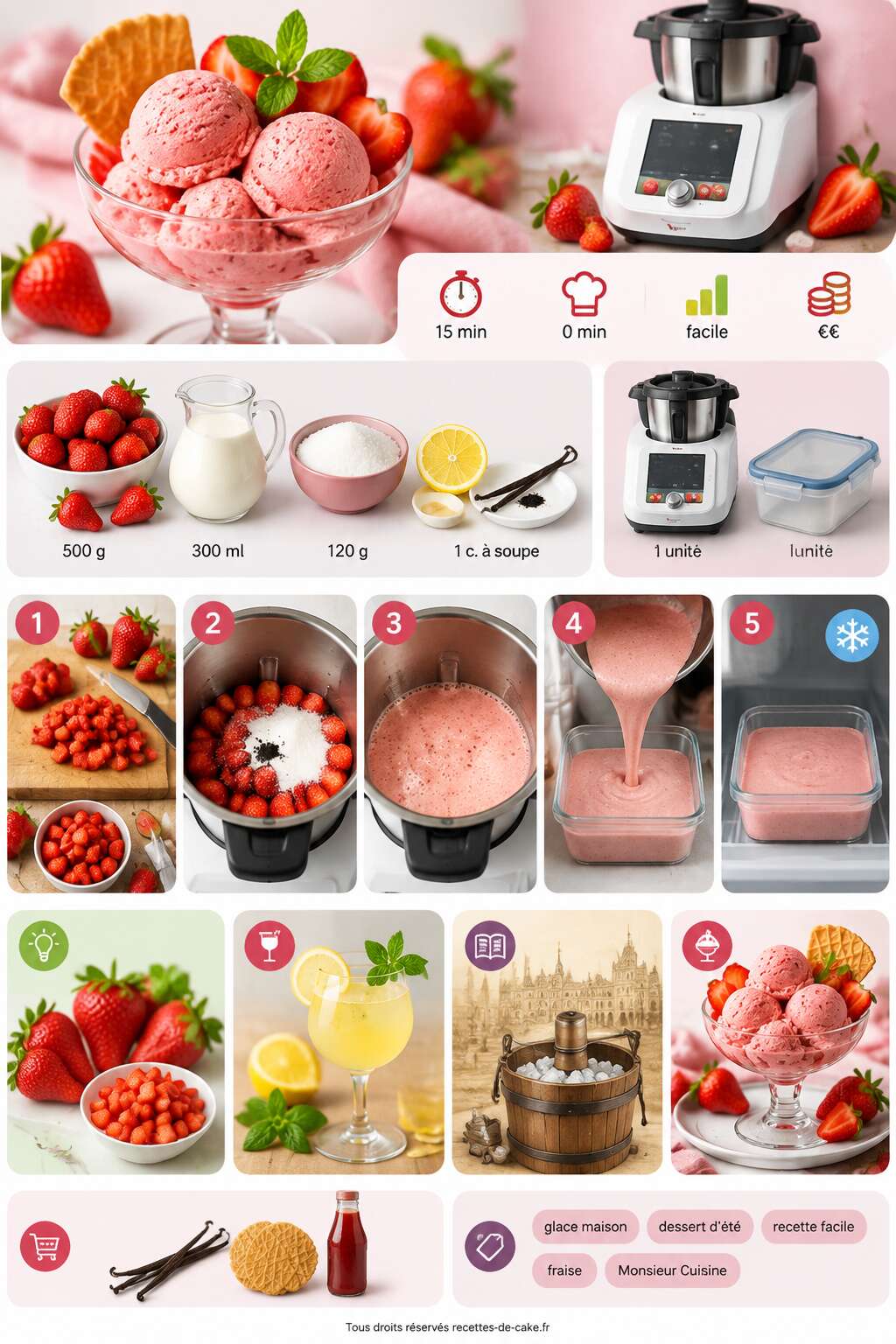 Fiche recette Glace à la fraise avec Monsieur Cuisine : recette facile Fiche recette Glace à la fraise avec Monsieur Cuisine : recette facile