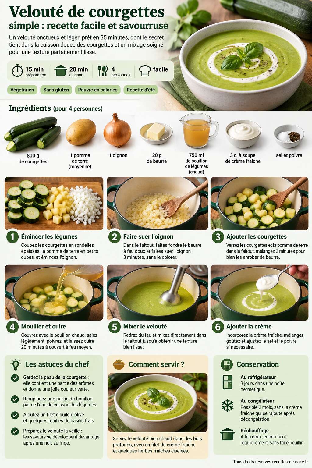 Fiche recette Velouté de courgettes simple : recette facile et savoureuse Fiche recette Velouté de courgettes simple : recette facile et savoureuse