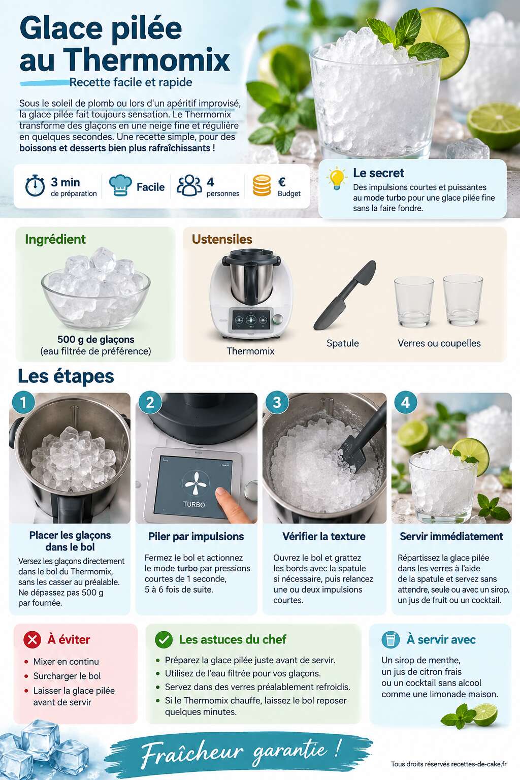 Fiche recette Glace pilée au Thermomix : recette facile et rapide Fiche recette Glace pilée au Thermomix : recette facile et rapide